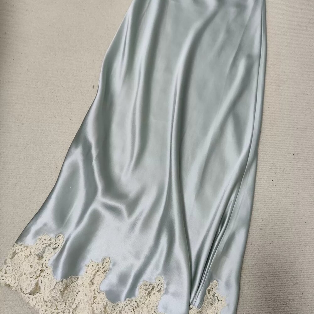 Doen Ladies Lace Midi Silks A-line Skirt - Picture 4 of 14